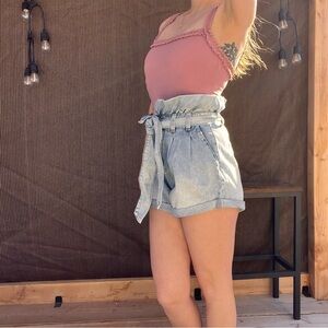 Blank NYC Light Blue High Waist Shorts